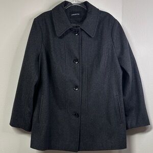 London Fog Women's Single Breasted Wool Blend Charcoal Coat XXL